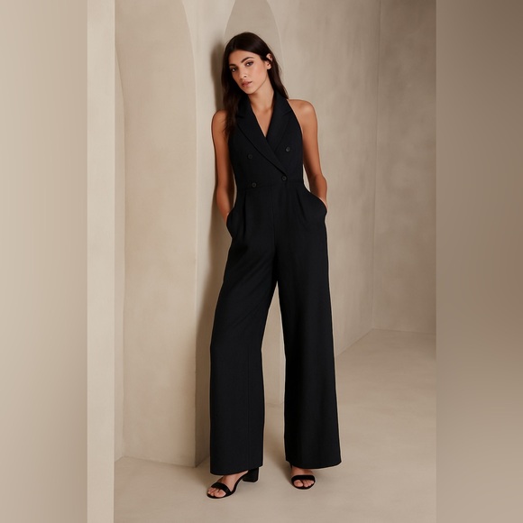 NWT Banana Republic Linen Blend Collared Wide-Leg Jumpsuit – Size 4 Tall